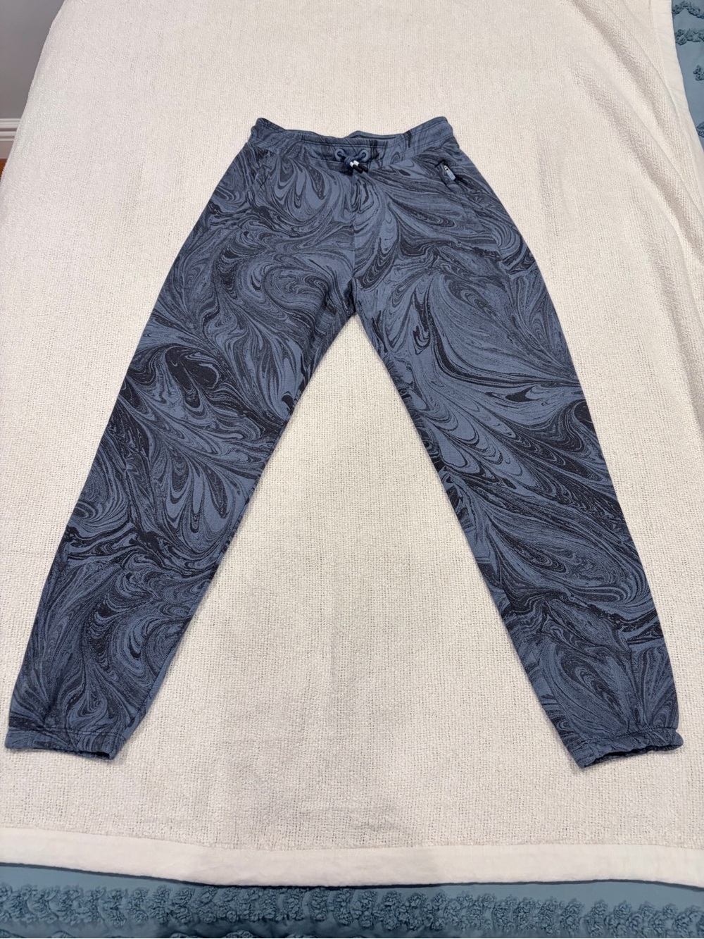 Athleta Girl L 12 Blue Black Marble Swirl Print Jogger Pants